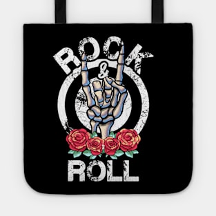 Lets Rock Rock&Roll Vintage Retro Skeleton Hand Rock Concert Tote