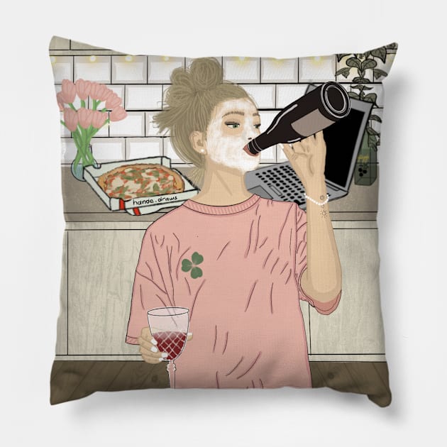 Pizza night Pillow by hande.draws