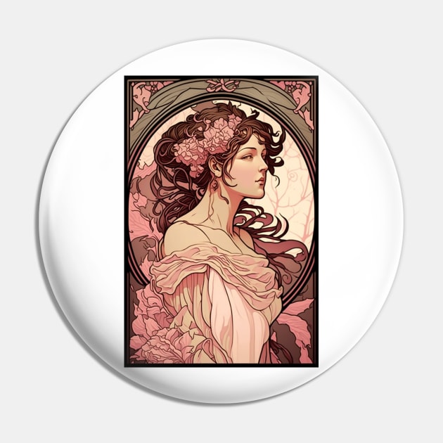 Brunette in Pink Pin by ArtNouveauChic