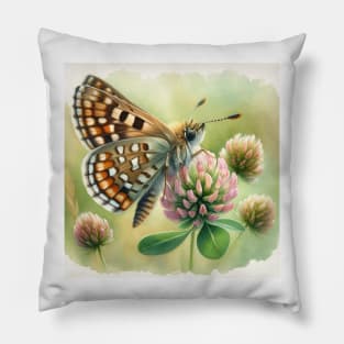 Pop Silver-Studded Blue - Watercolor Butterfly Pillow