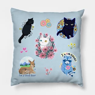 Cute animals sticker pack (get in medium or large) Pillow