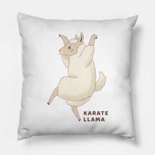 Cute Karate Llama Drawing Pillow