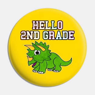 Hello 2nd Grade Triceratops Back To School Dinosaur Pin