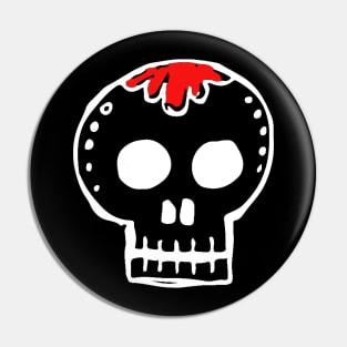 Sugar Skull Doodle White Pin