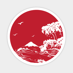 Modern Fusion: Great Wave Meets Minimalism Magnet