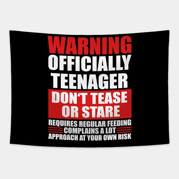 Warning Officially Teenager Tapestry by funkyteesfunny