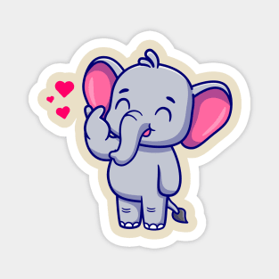 Cute Elephant With love Sign Hand Cartoon Magnet