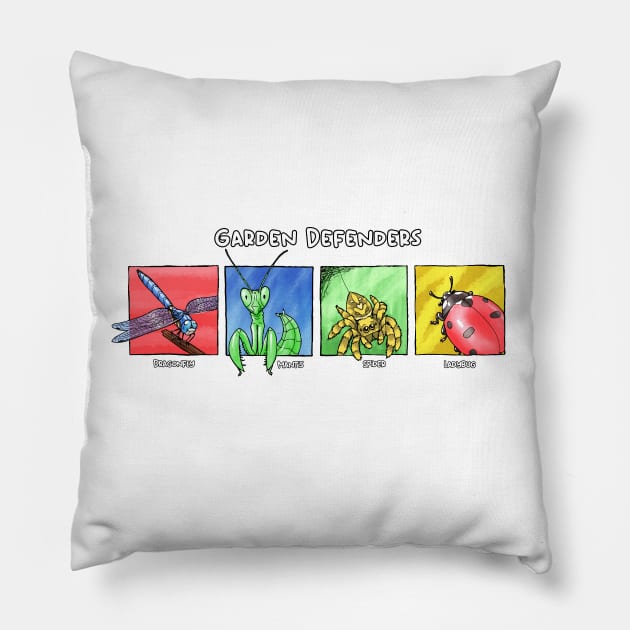 Garden Defenders - With Labels Pillow by Meganopteryx