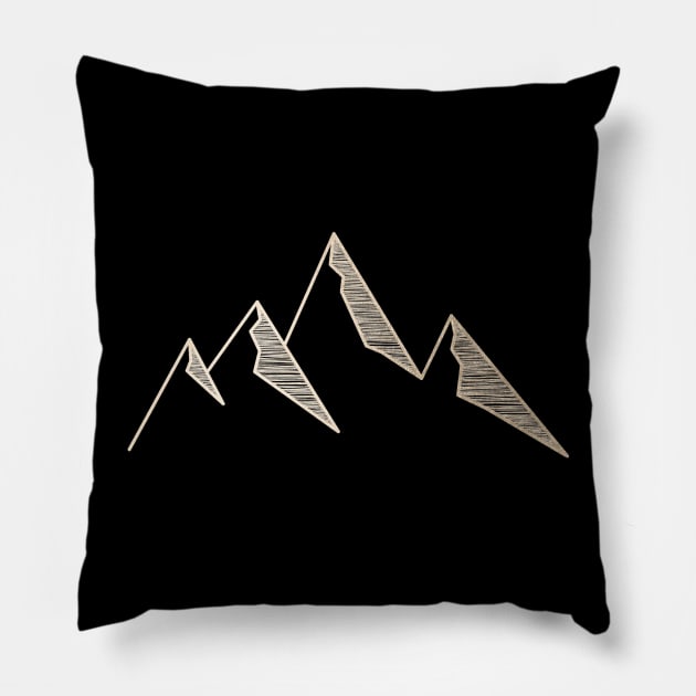 Golden Minimal Mountains Pillow by Cascadia by Nature Magick