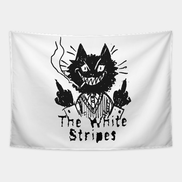 white stripes and the bad cat Tapestry by vero ngotak