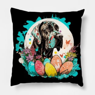 Great Dane Easter Egg Spring Splatter Painting Dog Lover Art Pillow