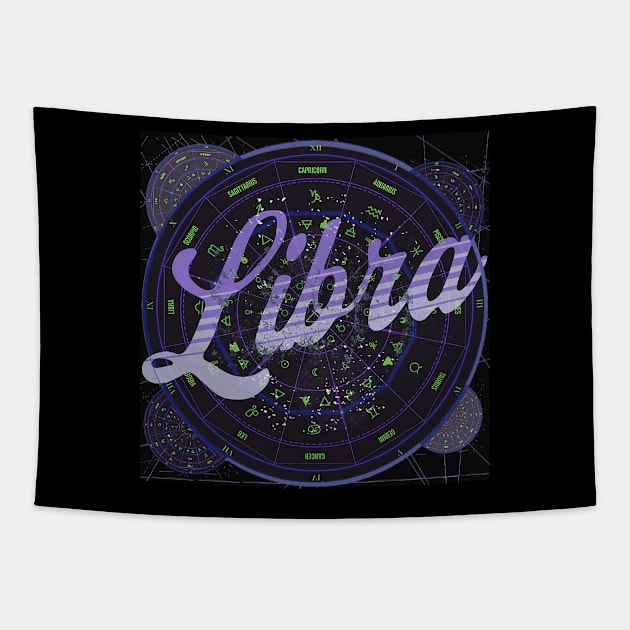Libra Zodiac Astrology Tapestry by Aurora X