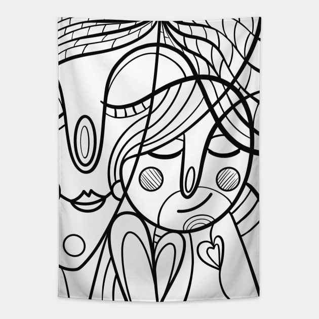 Love you mom abstract faces Tapestry by hdesign66