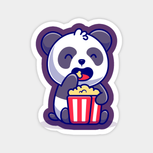 Cute Panda Eating Popcorn Magnet