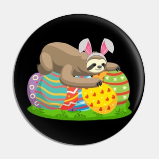 Funny Sloth Easter Day Bunny Ear Egg Easter T-shirt Pin