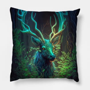 Stag Deer Animal Portrait Painting Wildlife Outdoors Adventure Pillow