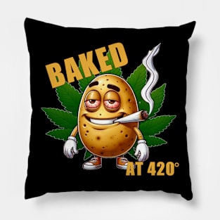 Baked at 420 Funny Weed Gift for Stoners and Ganja Lovers Pillow