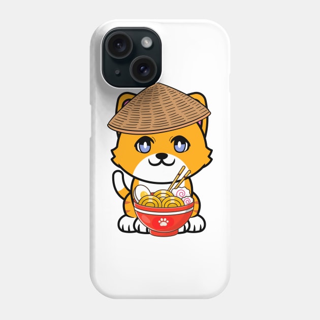 Funny orange cat is eating noodles Phone Case by Pet Station