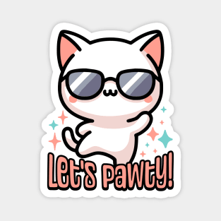 Let's Pawty! Cute Dancing Cat Pun Magnet