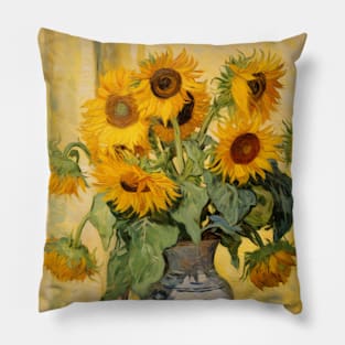 Yellow Sunflowers Vintage Flowers Pillow