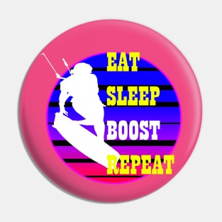 Eat Sleep Boost Repeat Female Kitesufer Retro Sunset Pin