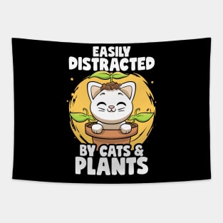 Easily Distracted By Cats & Plants Gardening Garden Botanic Tapestry