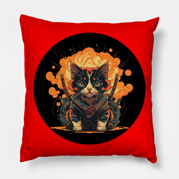 Ninja Kitten Pillow by la chataigne qui vole ⭐⭐⭐⭐⭐