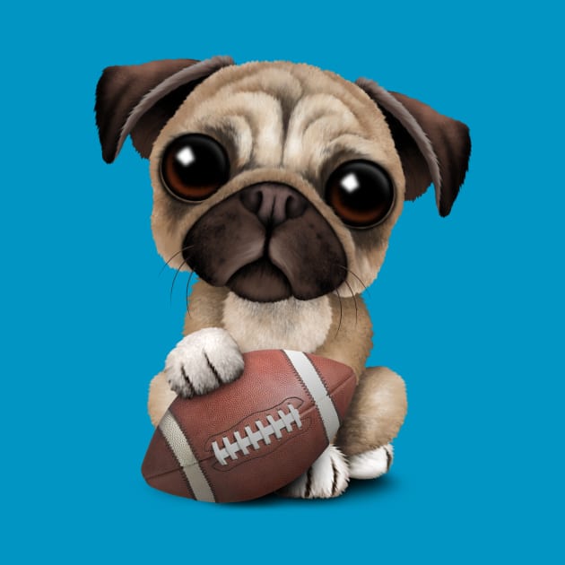 Cute Pug Puppy Dog Playing With Football by jeffbartels