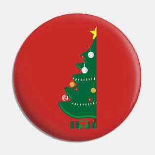 Decorated Christmas tree and Green and Red gifts Pin