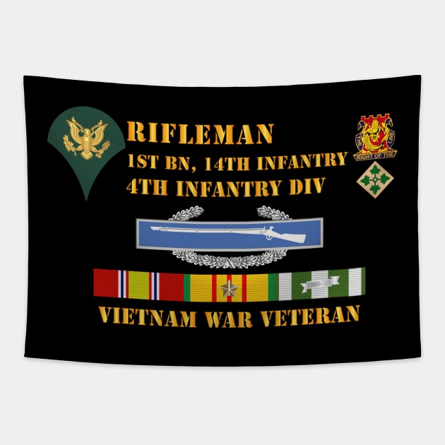 1st Bn 14th Inf - 4th ID - Rifleman - SP4 - Vietnam Vet Tapestry by twix123844