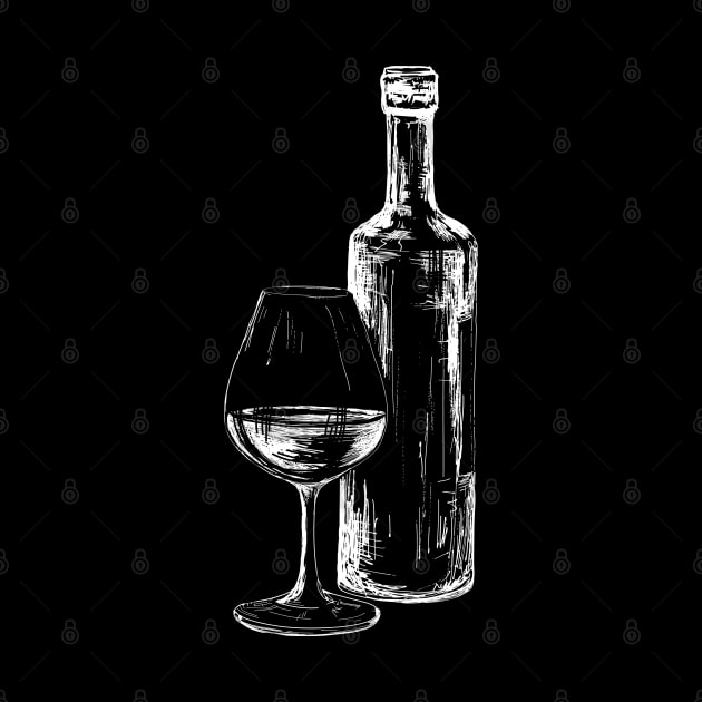 Sketch of a bottle of wine with a glass by Arpi Design Studio