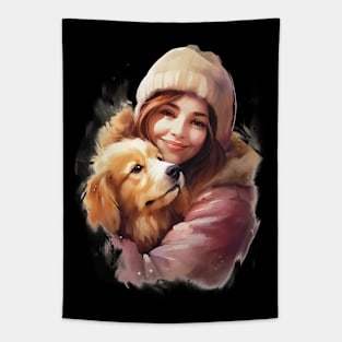 Woman with Dog, Dog Mum Tapestry