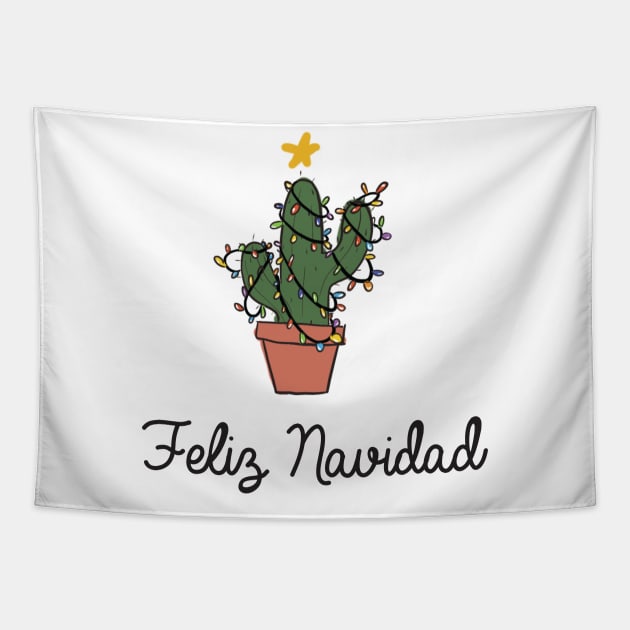 Feliz Navidad Christmas Cactus Tapestry by CloudWalkerDesigns