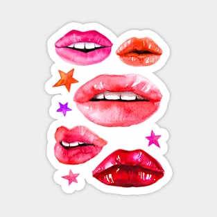 Watercolor lips and stars Magnet