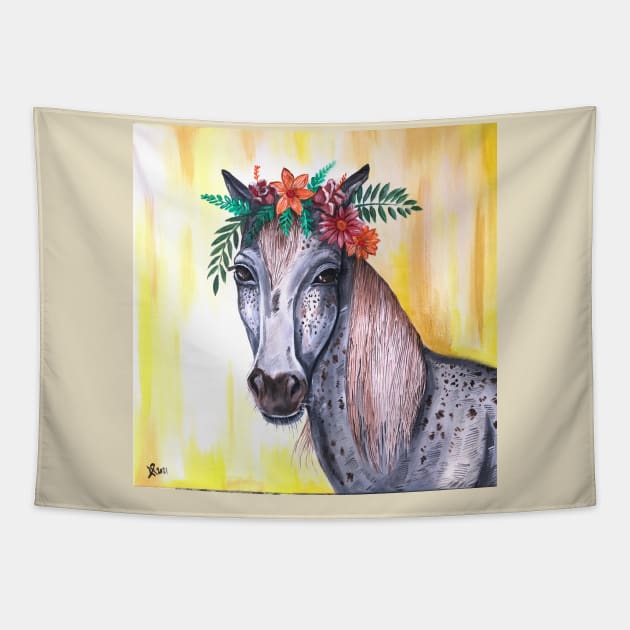 Flower horse Tapestry by Karroart