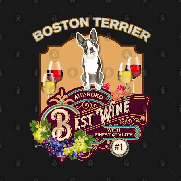 Boston Terrier Best Wine - Dog Owner Wine Lover Gifts by StudioElla