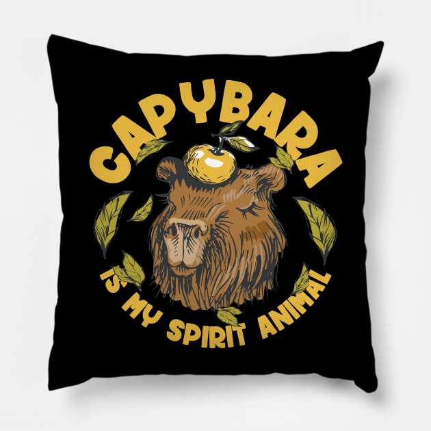 Capybara is my spirit animal | Cottagecore Style Pillow by Emmi Fox Designs