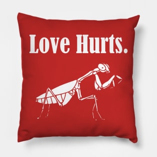 Love Hurts, Funny Praying Mantis Retro Vintage Ringer Pillow