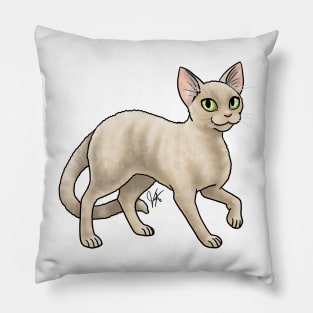 Cat - Devon Rex - Tan Pillow