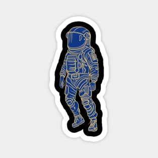 Astronaut drawing - yellow lines with blue background Magnet