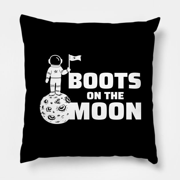 Boots on the Moon Pillow by zeeshirtsandprints