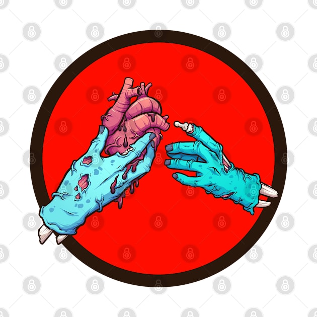 Bony and Clyde Skeleton Hands Heart in Hand- Zombie Romance by PosterpartyCo