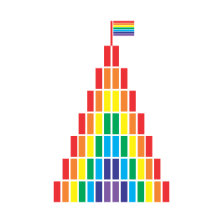 Rainbow Tower Pride Flag Geometric Mountain T-Shirt