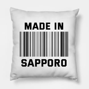 Black Text Made in Sapporo Pillow