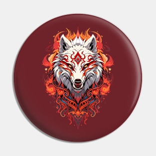 White Fire Wolf Pin