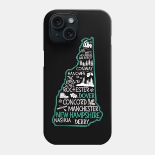 New Hampshire Dover cute map Conway Hanover Rochester Nashua The Granite State Phone Case