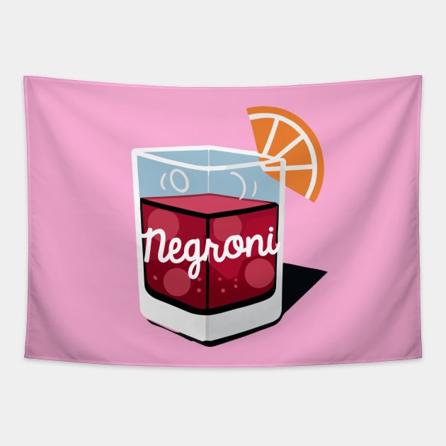 Negroni Retro Square Cocktail Bartender Retro Tapestry by BetterManufaktur