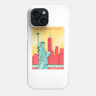 Vintage Nyc New York City Manhattan and Statue of liberty Usa city Phone Case