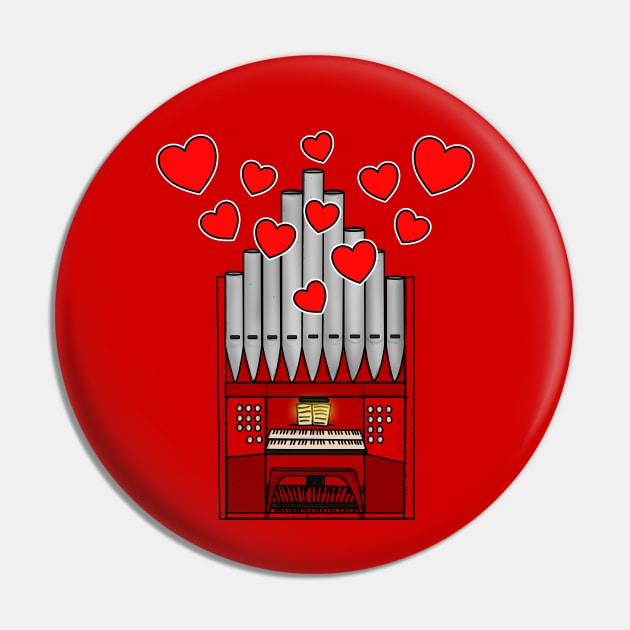 Valentines Day Church Organ Wedding Organist Anniversary Pin by doodlerob