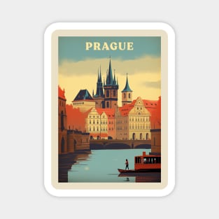 Prague Retro Travel Style Magnet